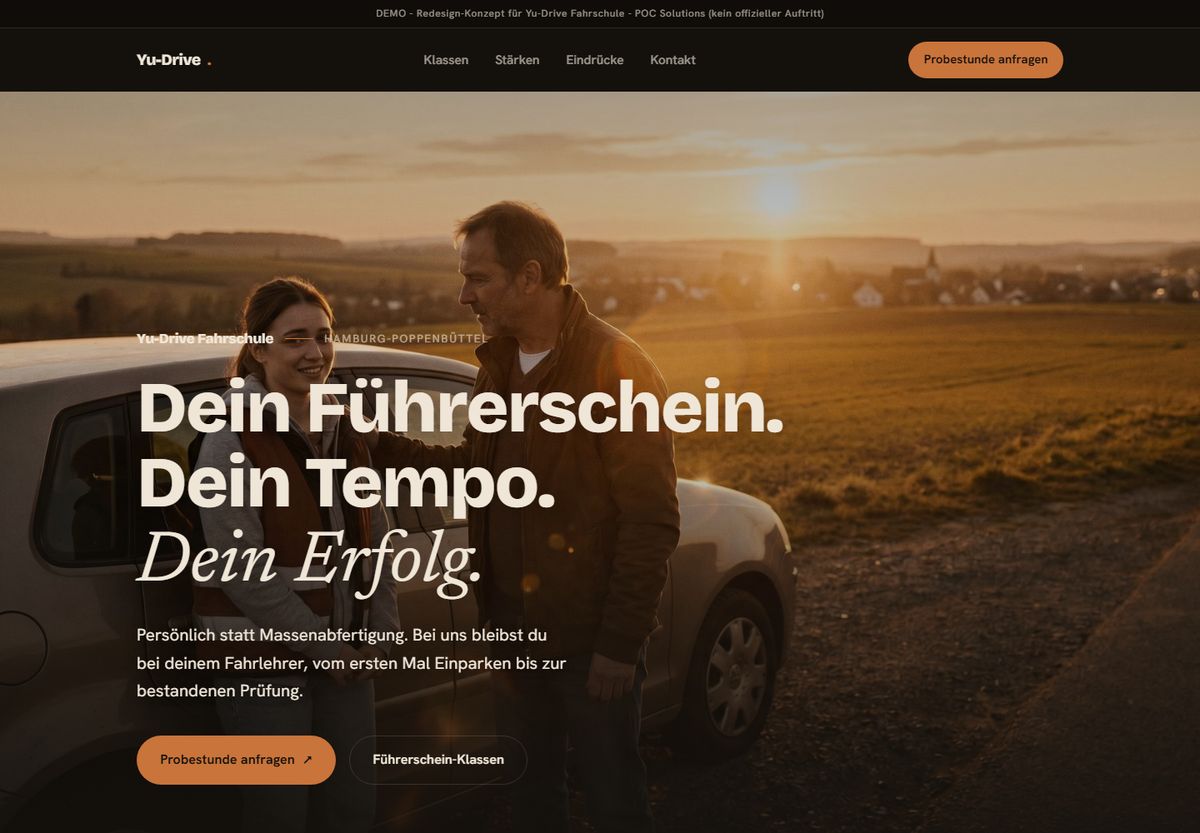 Beispielseite Stil Golden: warmes Foto im Sonnenuntergang